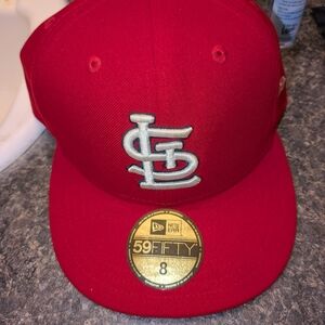 Red Fitted Cap with Embroidered Logo